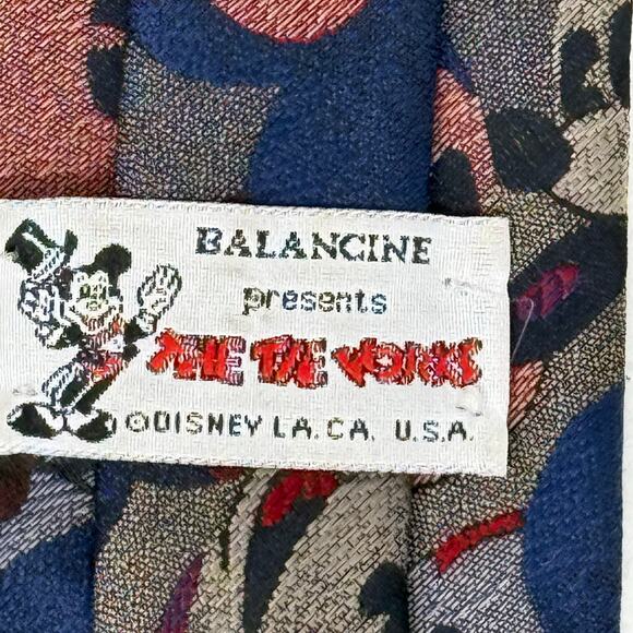 Disney Mickey Mouse All-Over Print Tie Blue Red Poly USA Made - Picture 5 of 5